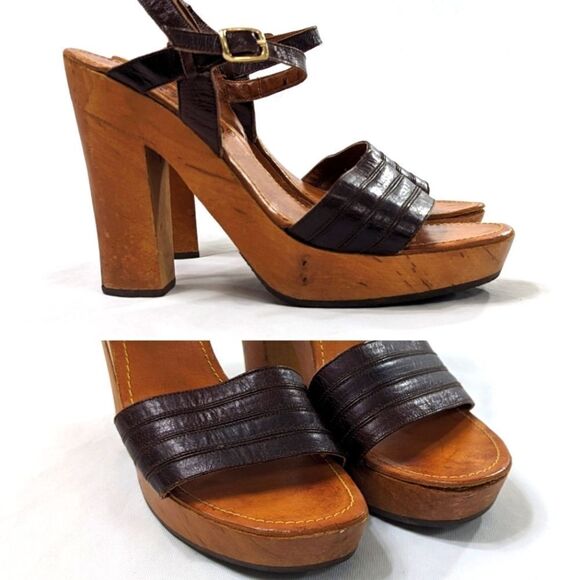 Vintage Platform Wooden Sandals - Picture 1 of 11